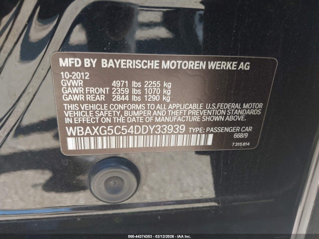Aukcja sprzedaży 2013 Bmw 528i, vin: WBAXG5C54DDY33939, numer aukcji: 44374353