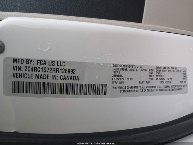 Aukcja sprzedaży 2024 Chrysler Pacifica Hybrid Select, vin: 2C4RC1S72RR126992, numer aukcji: 44374375