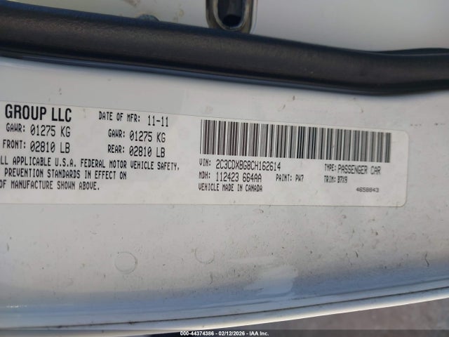 Продажа на аукционе авто 2012 Dodge Charger Se, vin: 2C3CDXBG8CH162614, номер лота: 44374386