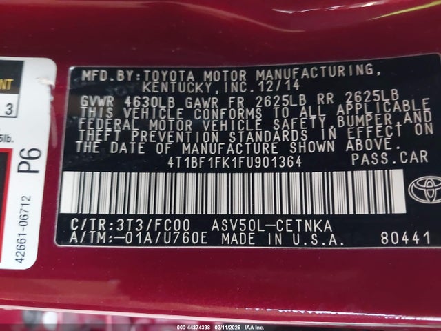 Toyota CAMRY LE 2015 4T1BF1FK1FU901364 Image 9