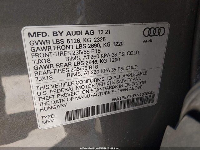 2022 AUDI Q3 WA1EECF37N1070052 Photo 8