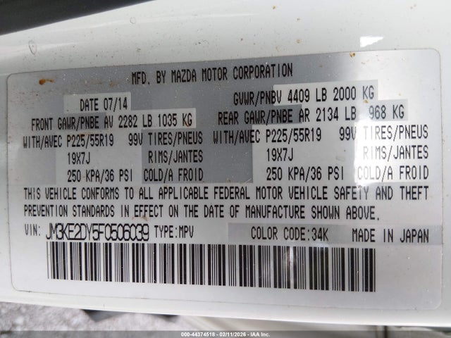 JM3KE2DY5F0506039 Mazda Cx-5 Grand Touring