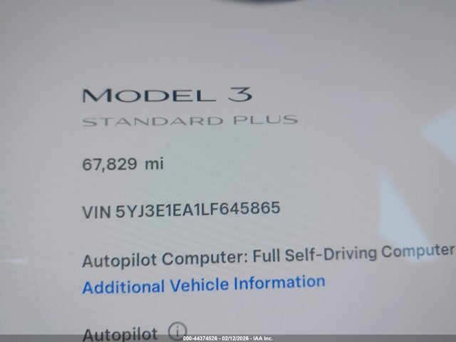 Продаж на аукціоні авто 2020 Tesla Model 3, vin: 5YJ3E1EA1LF645865, номер лоту: 44374526