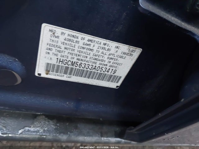 Продаж на аукціоні авто 2003 Honda Accord 2.4 Lx, vin: 1HGCM56333A053419, номер лоту: 44374547