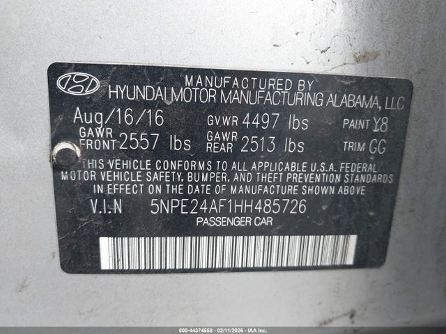 2017 HYUNDAI SONATA 5NPE24AF1HH485726 Photo 8