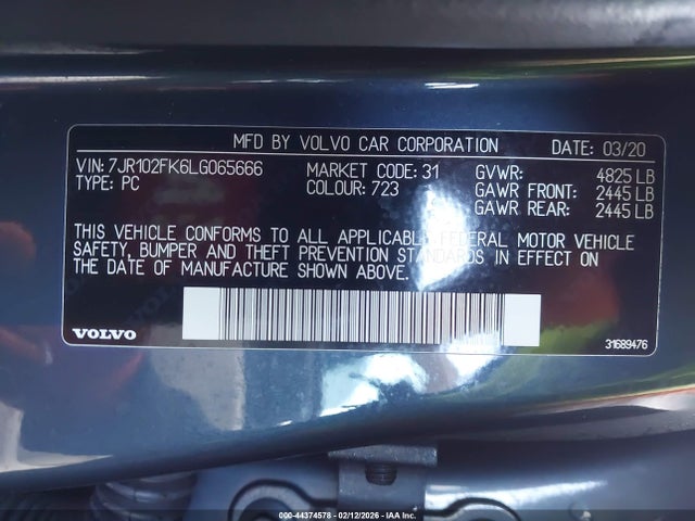7JR102FK6LG065666 Volvo S60 T5 Momentum