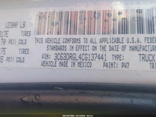 2012 Ram 3500 St მანქანა იყიდება აუქციონზე, vin: 3C63DRGL4CG137441, აუქციონის ნომერი: 44374595