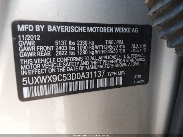 2013 BMW X3 5UXWX9C53D0A31137 Photo 8