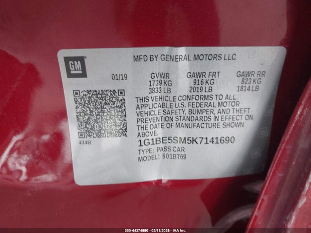 1G1BE5SM5K7141690 Chevrolet CRUZE LT