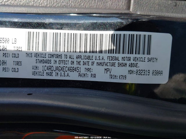 Продаж на аукціоні авто 2014 Dodge Durango Sxt, vin: 1C4RDJAGXEC468451, номер лоту: 44374661