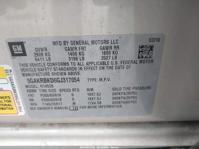 5GAKRBKD6GJ317054 Buick Enclave Leather