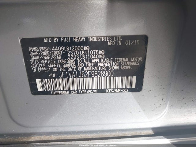 JF1VA1J62F9828900 Subaru Wrx Limited