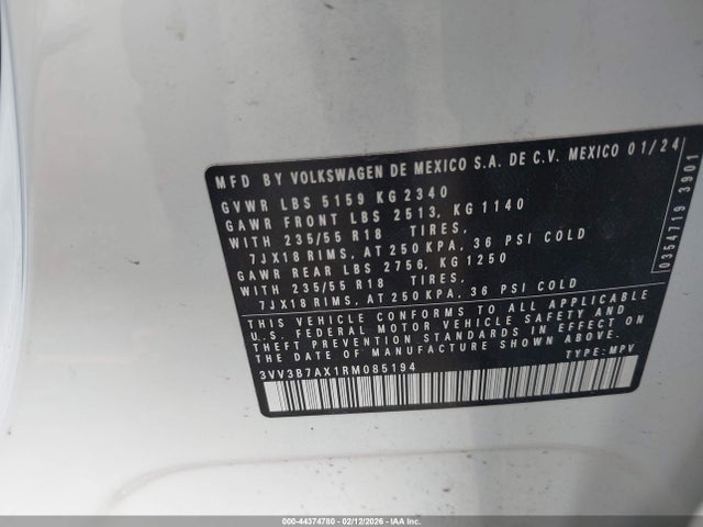2024 VOLKSWAGEN TIGUAN 3VV3B7AX1RM085194 Photo 8
