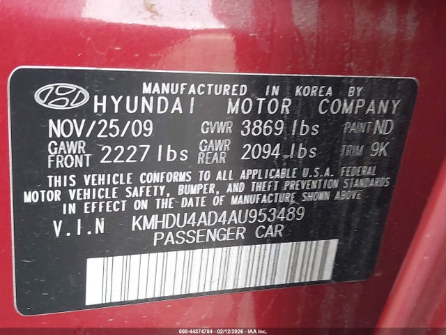 2010 HYUNDAI ELANTRA KMHDU4AD4AU953489 Photo 8