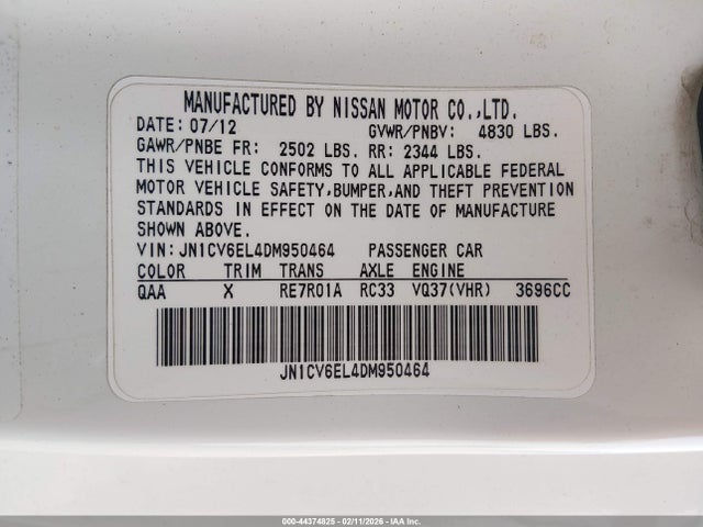 Продаж на аукціоні авто 2013 Infiniti G37x, vin: JN1CV6EL4DM950464, номер лоту: 44374825