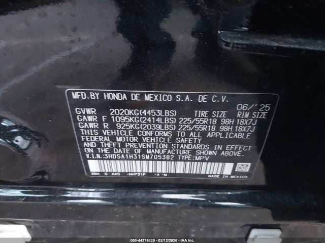 3HDSA1H31SM705382 Acura Adx