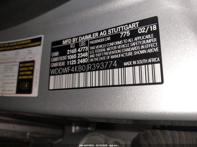 Aukcja sprzedaży 2018 Mercedes-benz C 300 4matic, vin: WDDWF4KB0JR393774, numer aukcji: 44374832