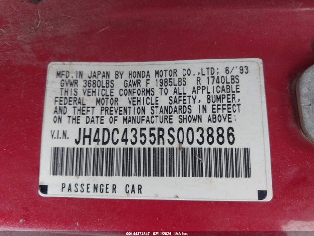 Продажа на аукционе авто 1994 Acura Integra Ls, vin: JH4DC4355RS003886, номер лота: 44374847