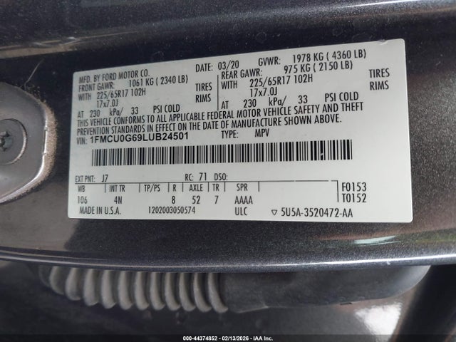 Ford ESCAPE SE 2020 1FMCU0G69LUB24501 Image 9