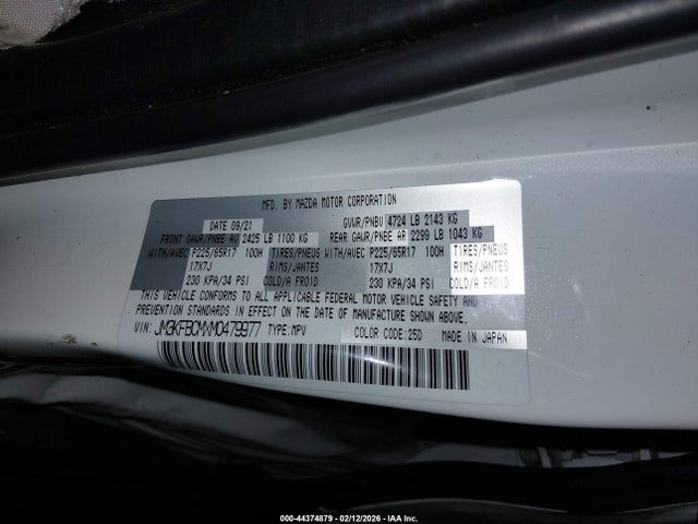 Aukcja sprzedaży 2021 Mazda Cx-5 Touring, vin: JM3KFBCMXM0479977, numer aukcji: 44374879