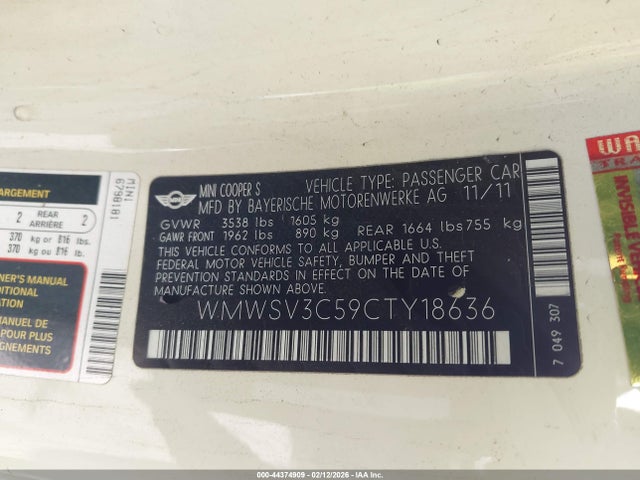 2012 MINI COOPER S WMWSV3C59CTY18636 Photo 8