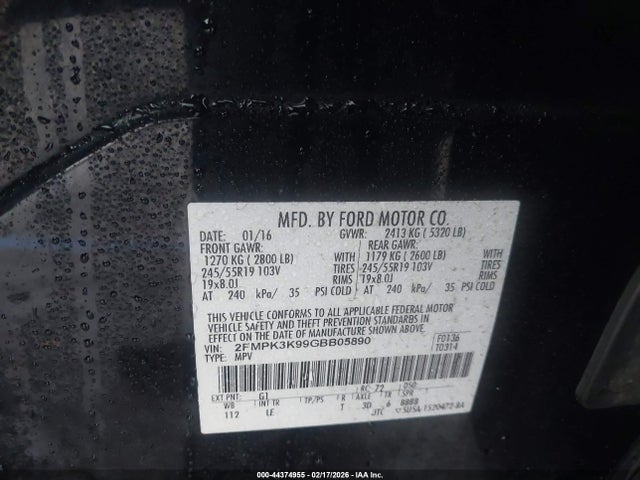 Ford Edge Titanium 2016 2FMPK3K99GBB05890 Image 9