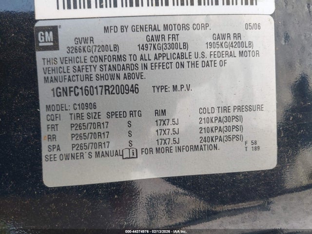 2007 CHEVROLET SUBURBAN 1500 1GNFC16017R200946 Photo 8