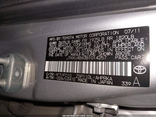 2011 SCION XD JTKKU4B43B1014257 Photo 8