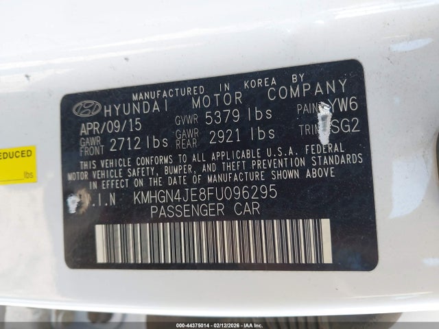 KMHGN4JE8FU096295 Hyundai Genesis 3.8