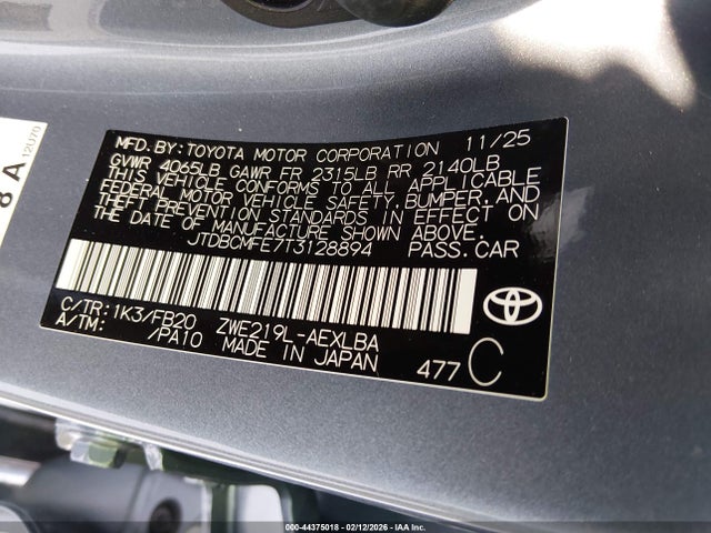 2026 TOYOTA COROLLA HYBRID JTDBCMFE7T3128894 Photo 8