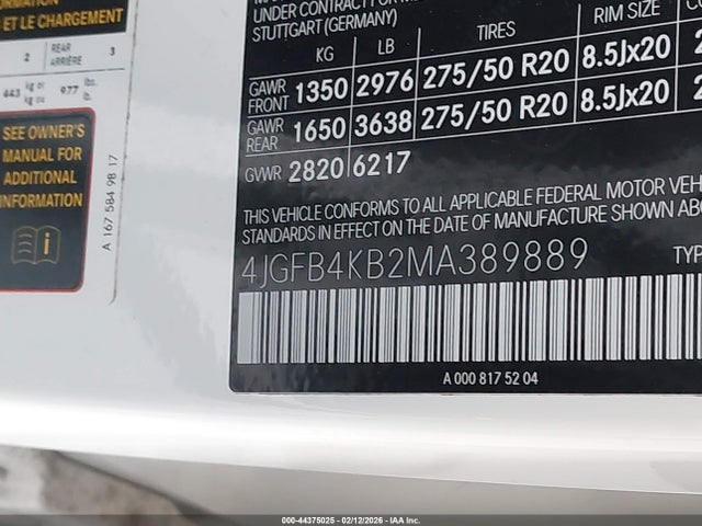 4JGFB4KB2MA389889 Mercedes-Benz Gle 350 4matic