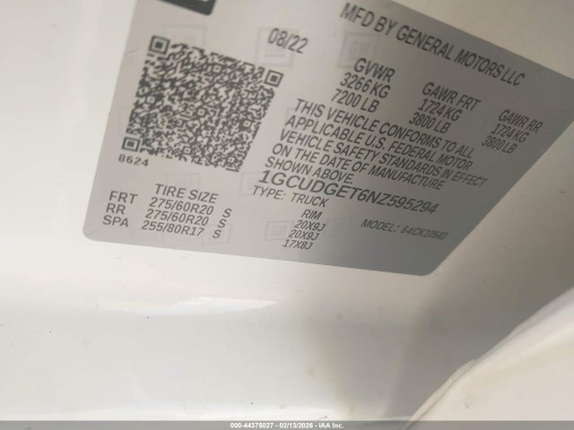 2022 CHEVROLET SILVERADO 1500 1GCUDGET6NZ595294 Photo 8