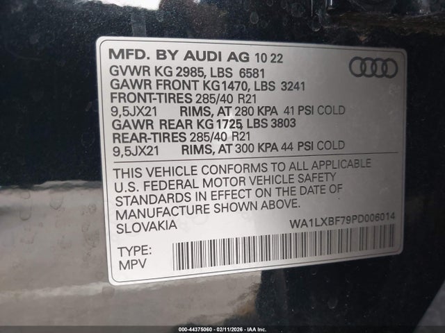 Aukcja sprzedaży 2023 Audi Q7 Premium Plus 55 Tfsi Quattro Tiptronic, vin: WA1LXBF79PD006014, numer aukcji: 44375060