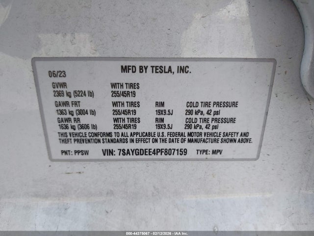 2023 TESLA MODEL Y 7SAYGDEE4PF807159 Photo 8