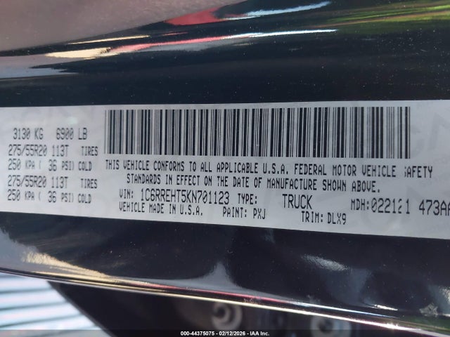 1C6RREHT5KN701123 RAM 1500 Limited 4x2 5&#039;7 Box