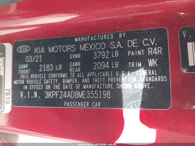 KIA Forte Lxs 2021 3KPF24AD8ME355198 Image 9