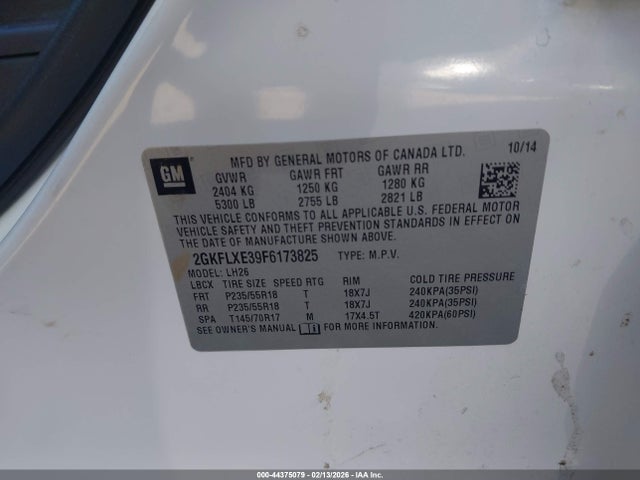 Продаж на аукціоні авто 2015 Gmc Terrain Slt-1, vin: 2GKFLXE39F6173825, номер лоту: 44375079