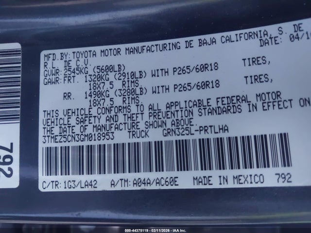 3TMEZ5CN3GM018953 Toyota Tacoma Limited