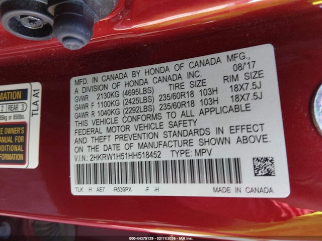 2017 HONDA CR-V 2HKRW1H51HH518452 Photo 8