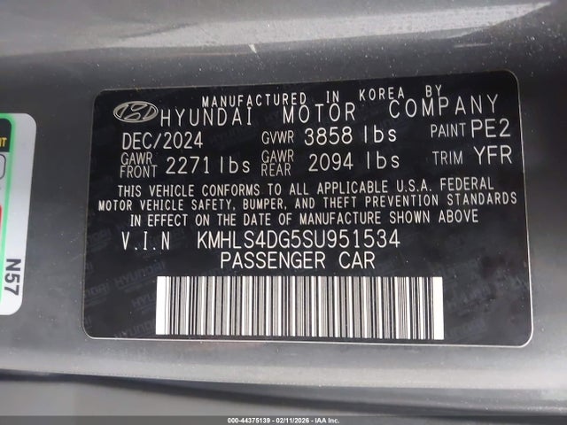 KMHLS4DG5SU951534 Hyundai Elantra Sel Convenience