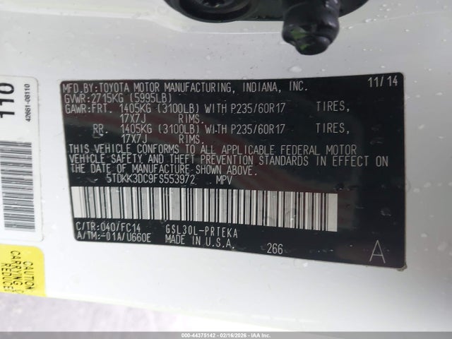 Toyota Sienna Le 8 Passenger 2015 5TDKK3DC9FS553972 Image 9
