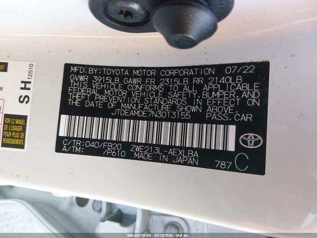 Toyota Corolla Hybrid Le 2022 JTDEAMDE7N3013155 Image 9