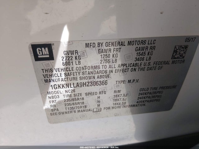 1GKKNLLA9HZ306366 GMC Acadia Sle-2