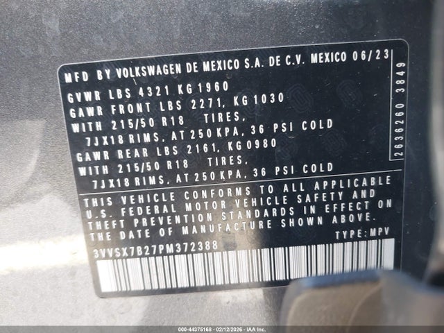 2023 VOLKSWAGEN TAOS 3VVSX7B27PM372388 Photo 8