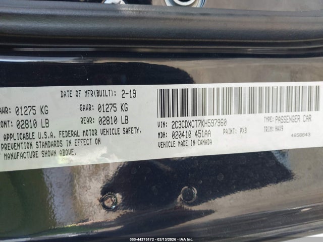 2C3CDXCT7KH597960 Dodge Charger R/t Rwd