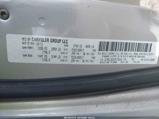44375179 :رقم المزاد ، 2C4RC1BG3CR176243 vin ، 2012 Chrysler Town & Country Touring مزاد بيع