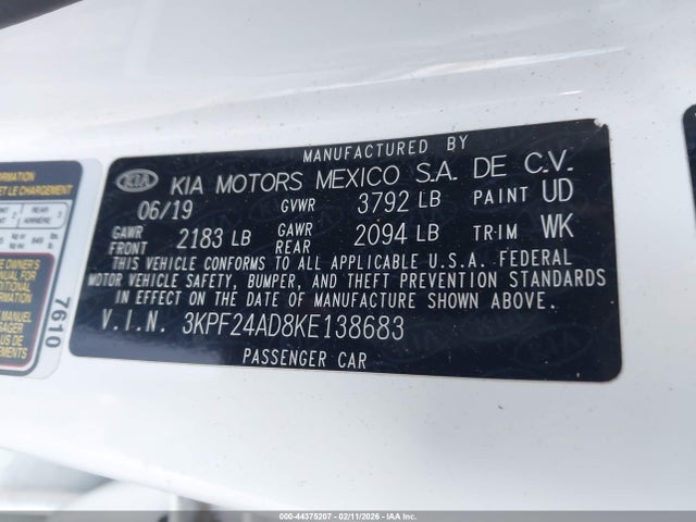 KIA Forte Lxs 2019 3KPF24AD8KE138683 Image 9