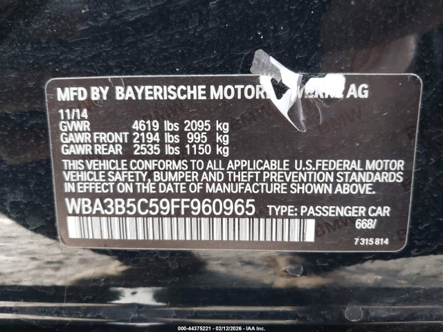 BMW 328i Xdrive 2015 WBA3B5C59FF960965 Image 9