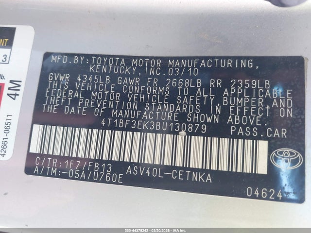 2011 TOYOTA CAMRY 4T1BF3EK3BU130879 Photo 8
