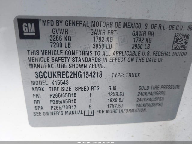 Chevrolet Silverado 1500 2lt 2017 3GCUKREC2HG154218 Image 9